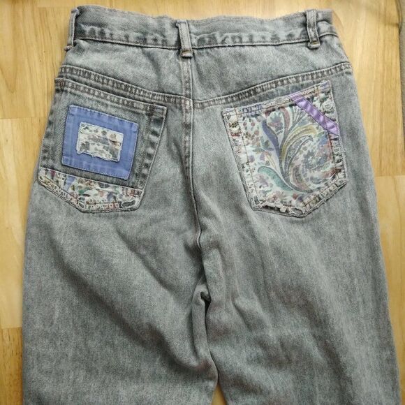 Vintage Get! Patches Tapered High Waist Denim Jeans - Picture 7 of 8